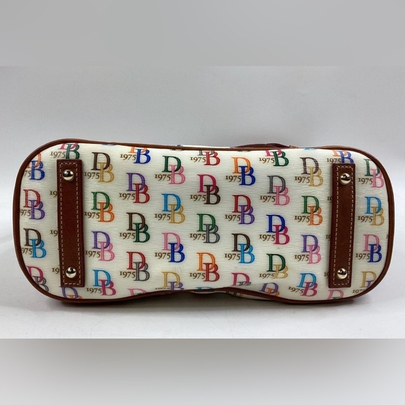 Dooney & Bourke Signature DB 1975 Multicolor & Cream Shoulder Bag 🌈 NO Yellowing - Picture 3 of 5